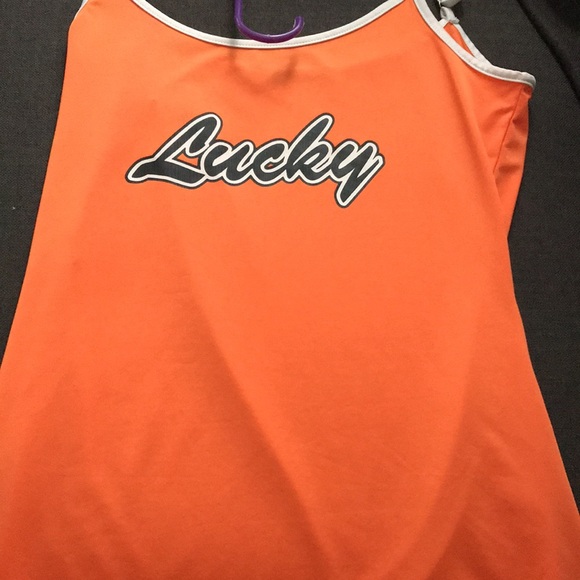 “Lucky” black white and orange fitted dress - Picture 4 of 4